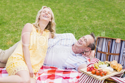 Happy couple having a picnic