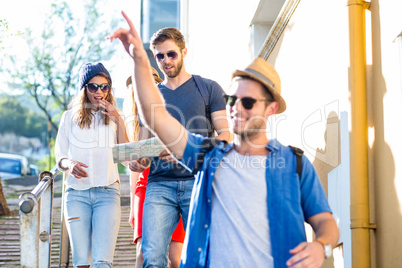 Hip friends going on a walk