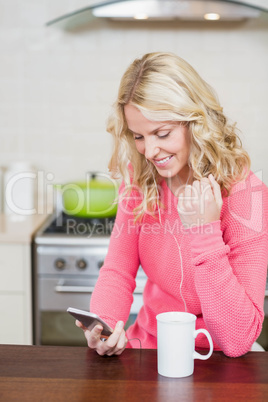 Beautiful woman listening to music