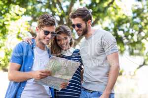 Hip friends checking map