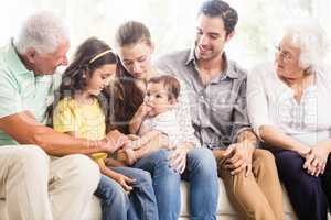 Happy extended family smiling