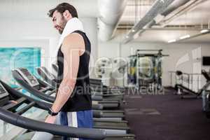 Tired man on treadmill