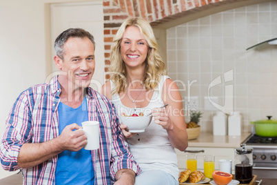 Cute couple having breakfast