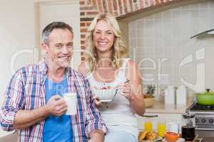 Cute couple having breakfast