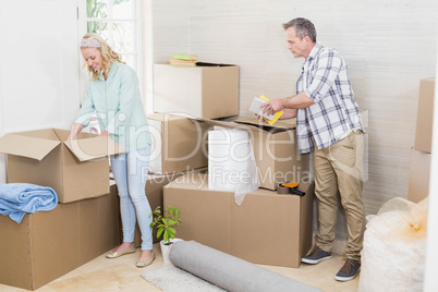 Mature couple moving out