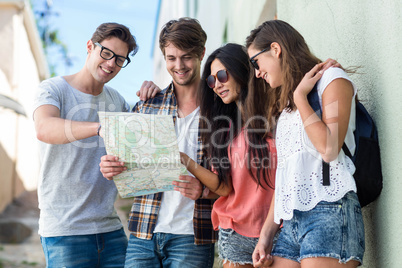 Hip friends checking map