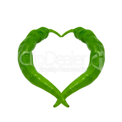 Heart composed of green peppers