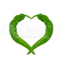 Heart composed of green peppers