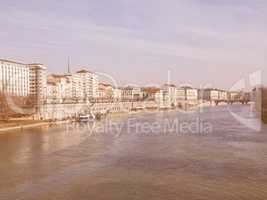 River Po, Turin, Italy vintage