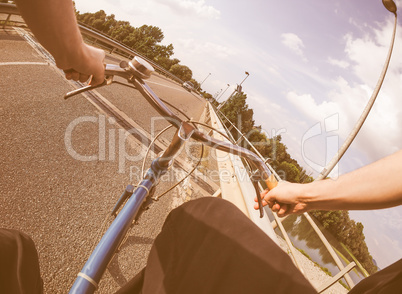 Riding a bike vintage