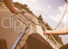 Riding a bike vintage