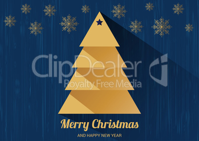 Christmas card with Christmas tree. Flat design style.