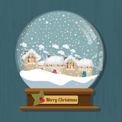 Christmas snow globe with beautiful houses in it