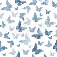 Seamless watercolor gray butterflies pattern