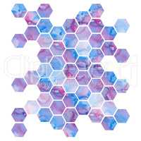 Hand drawn purple background with hexagons