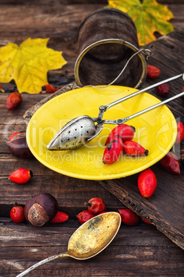 Autumn rose hips tea