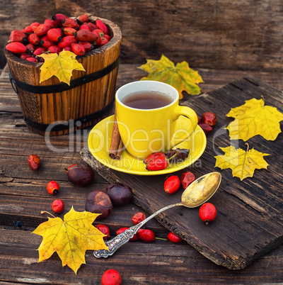 Autumn rose hips tea