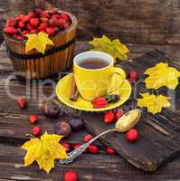 Autumn rose hips tea