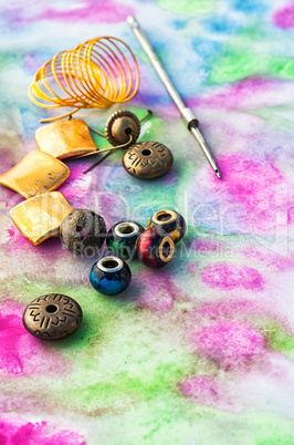 Set of bright beads