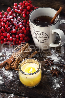 Cup of tea on  winter evening