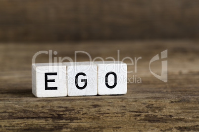 The word ego written in cubes