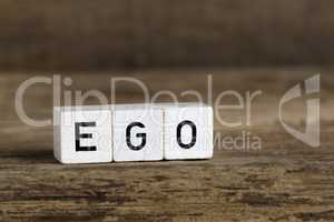 The word ego written in cubes