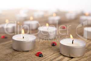 Candles with ladybugs