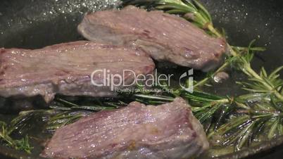 Fry meat beef