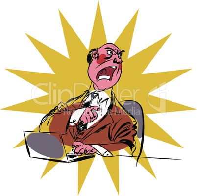 Angry boss business businessman laptop