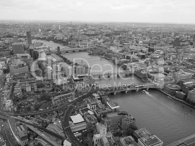 Black and white Aerial view of London