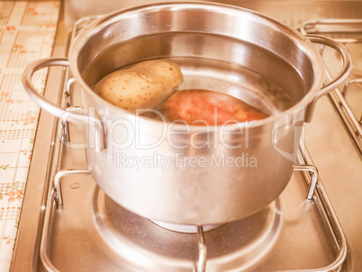 Saucepot on cooker vintage