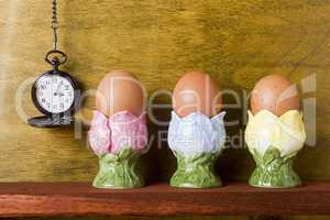 Eggs in the stands and pocket watches