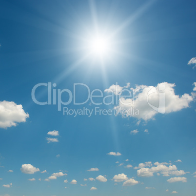 sun on beautiful blue sky