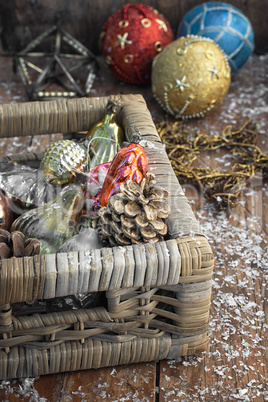 Christmas decorations basket