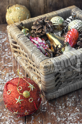 Christmas decorations basket