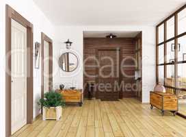 Hall interior 3d render