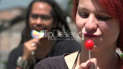 Happy And Eating Lollipops