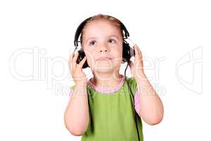 little girl listening music