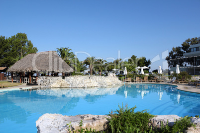 tropic bar and swimming pool