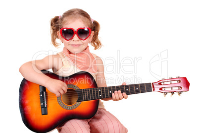 little girl with sunglasses and guitar