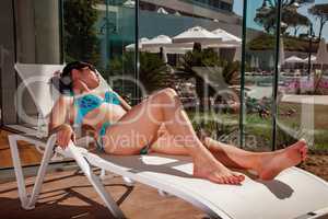 Women on a sun lounger