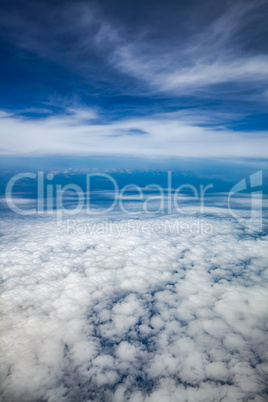 bird's-eye view blue sky with clouds