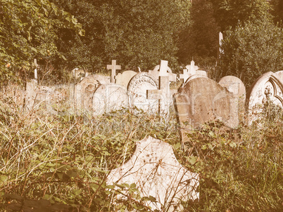 Tombs and crosses at goth cemetery vintage