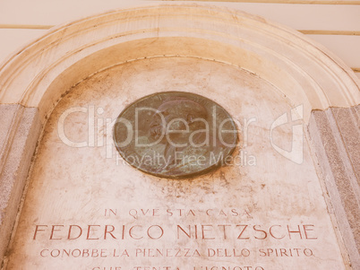 Nietzsche memorial plaque in Turin vintage