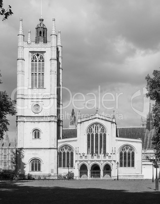 Black and white St Margaret Church in London