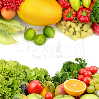 fruits and vegetables isolated on a white background