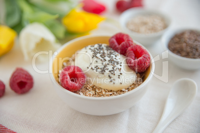 Joghurt mit Müsli und Früchten