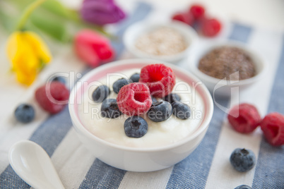 Joghurt mit Müsli und Früchten