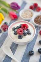 Joghurt mit Müsli und Früchten