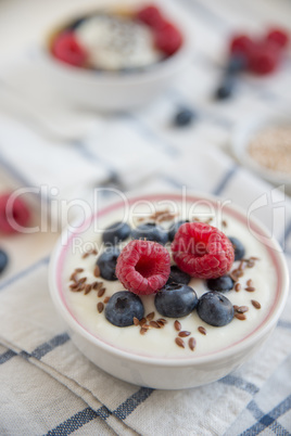 Joghurt mit Müsli und Früchten